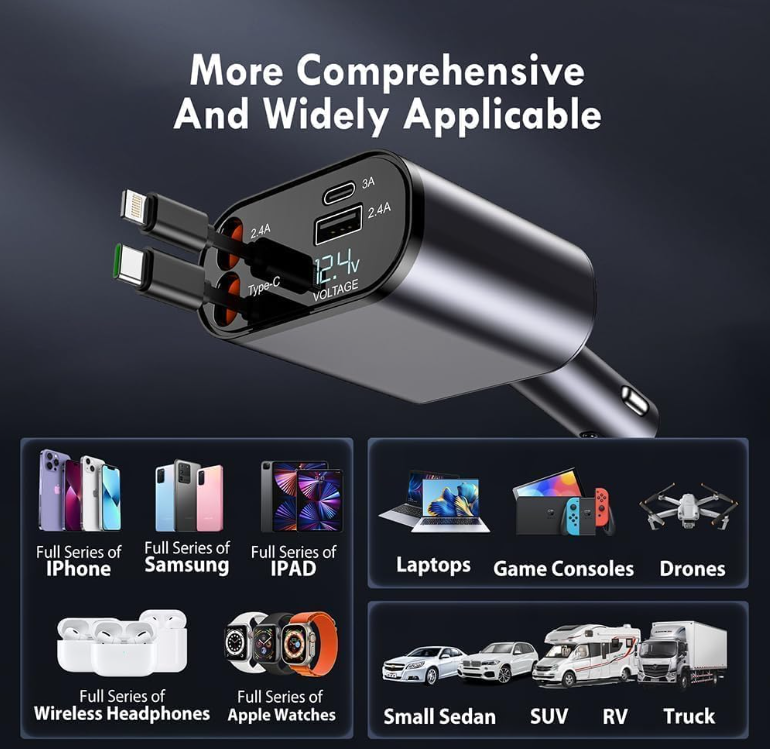 120 Volt Car Retractable Charger